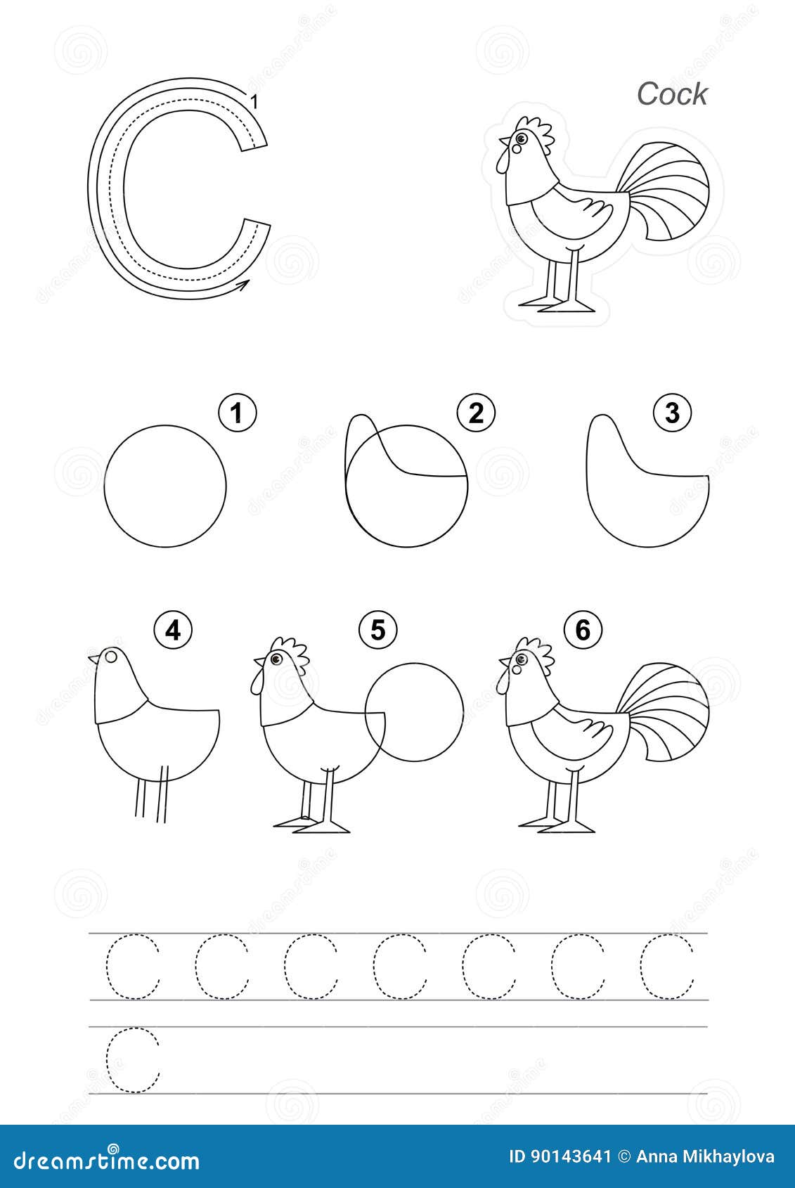 Drawing Tutorial For Letter Stock Vector Illustration Of Bird Test 90143641