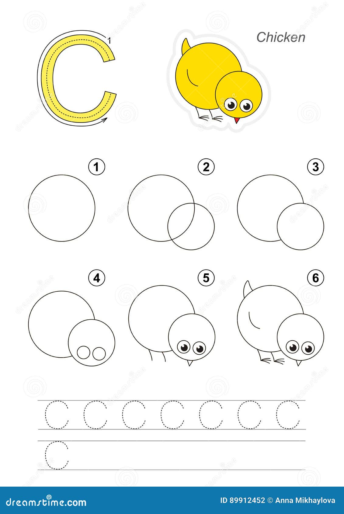 Drawing Tutorial for Letter. Stock Vector - Illustration of baby ...