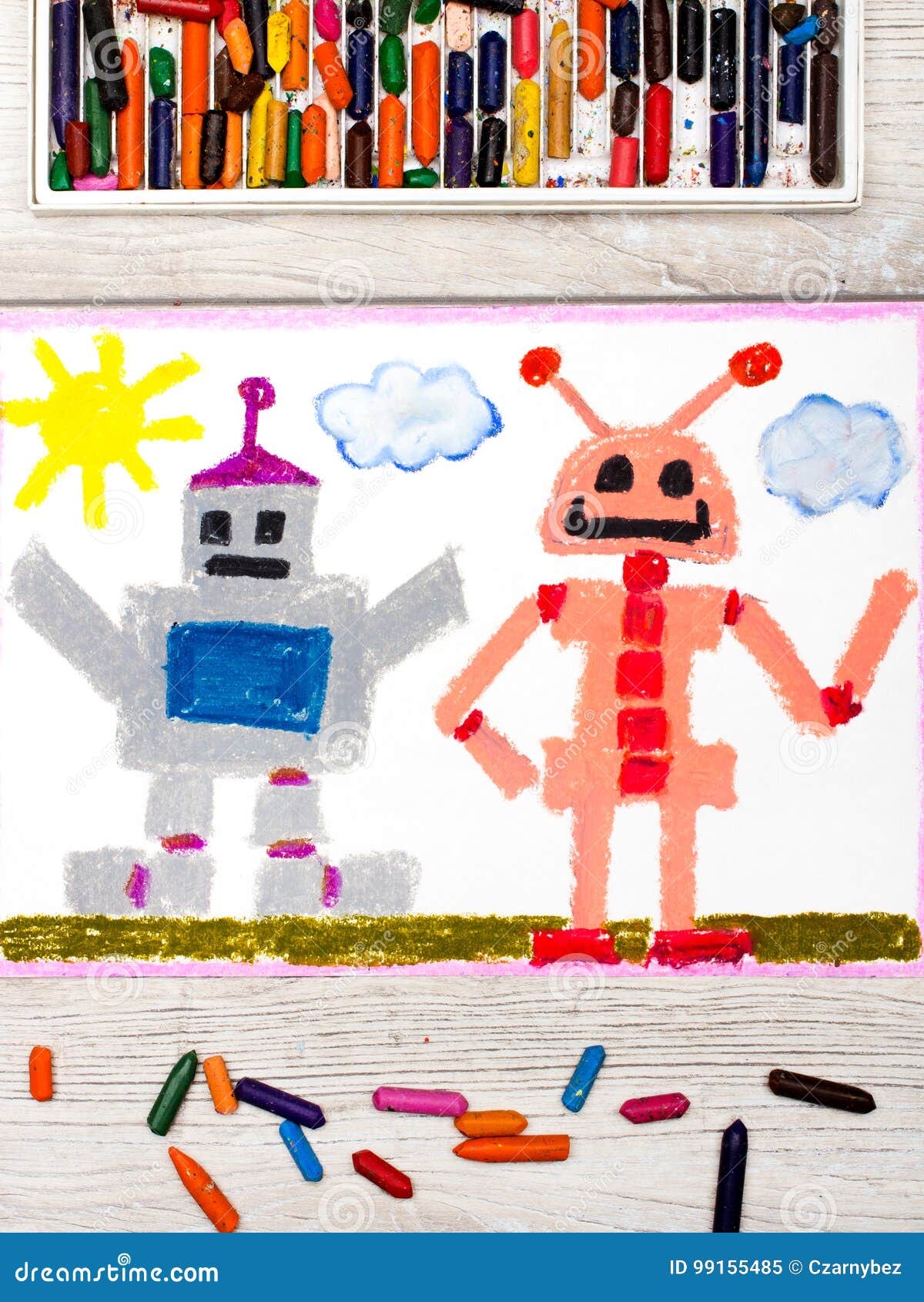 drawing: two different robots