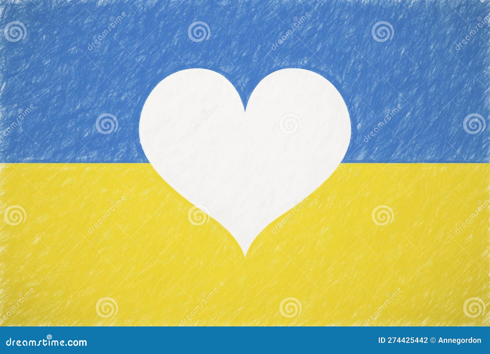drawing of the flag of ukraine with heart