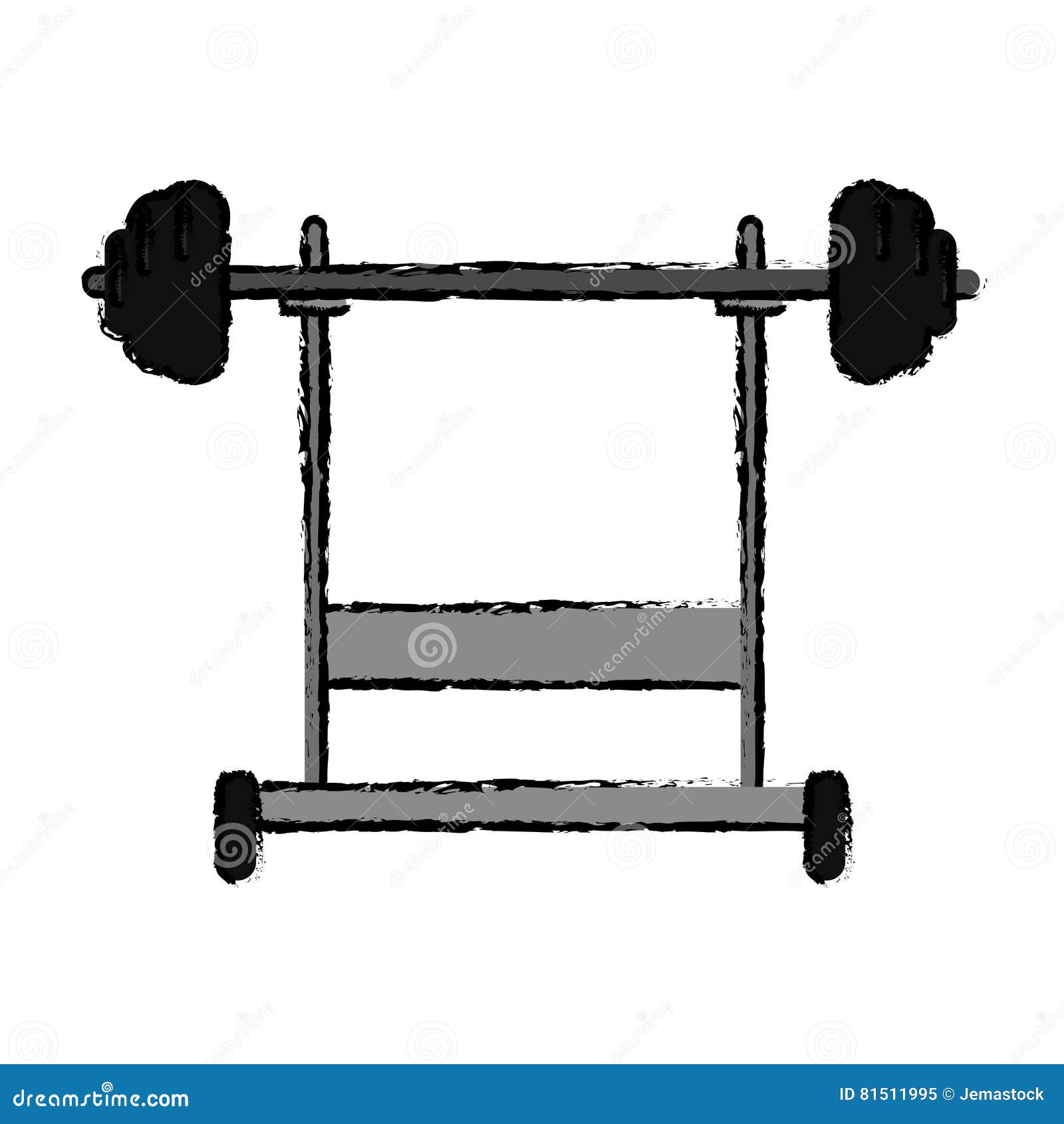 Drawing Weight Barbell Equipment Fitness Gym Stock Vector