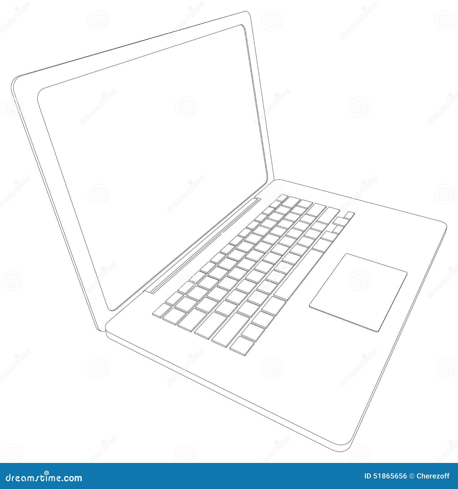 Drawing Of Wire-frame Open Laptop. Perspective Stock ...