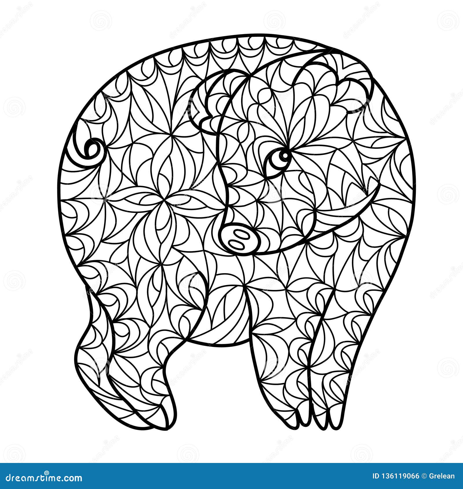 Drawing Zentangle Cute Coquettish Pig Stock Vector - Illustration of