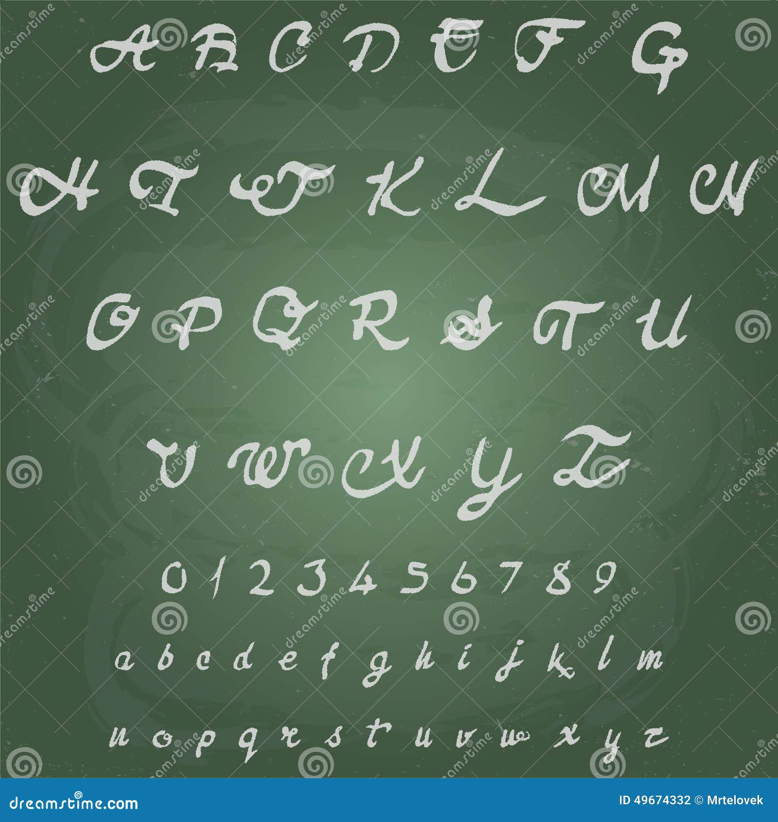 Drawn on a Blackboard Alphabet and Numbers with Stock Vector ...