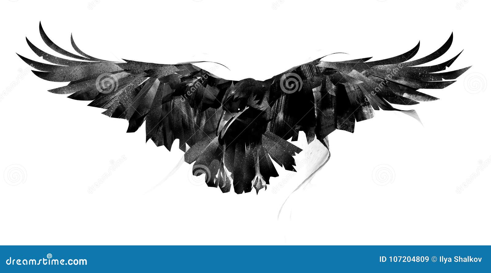 Flying crow bird with shopping bag Ink black  Stock Illustration  81653729  PIXTA