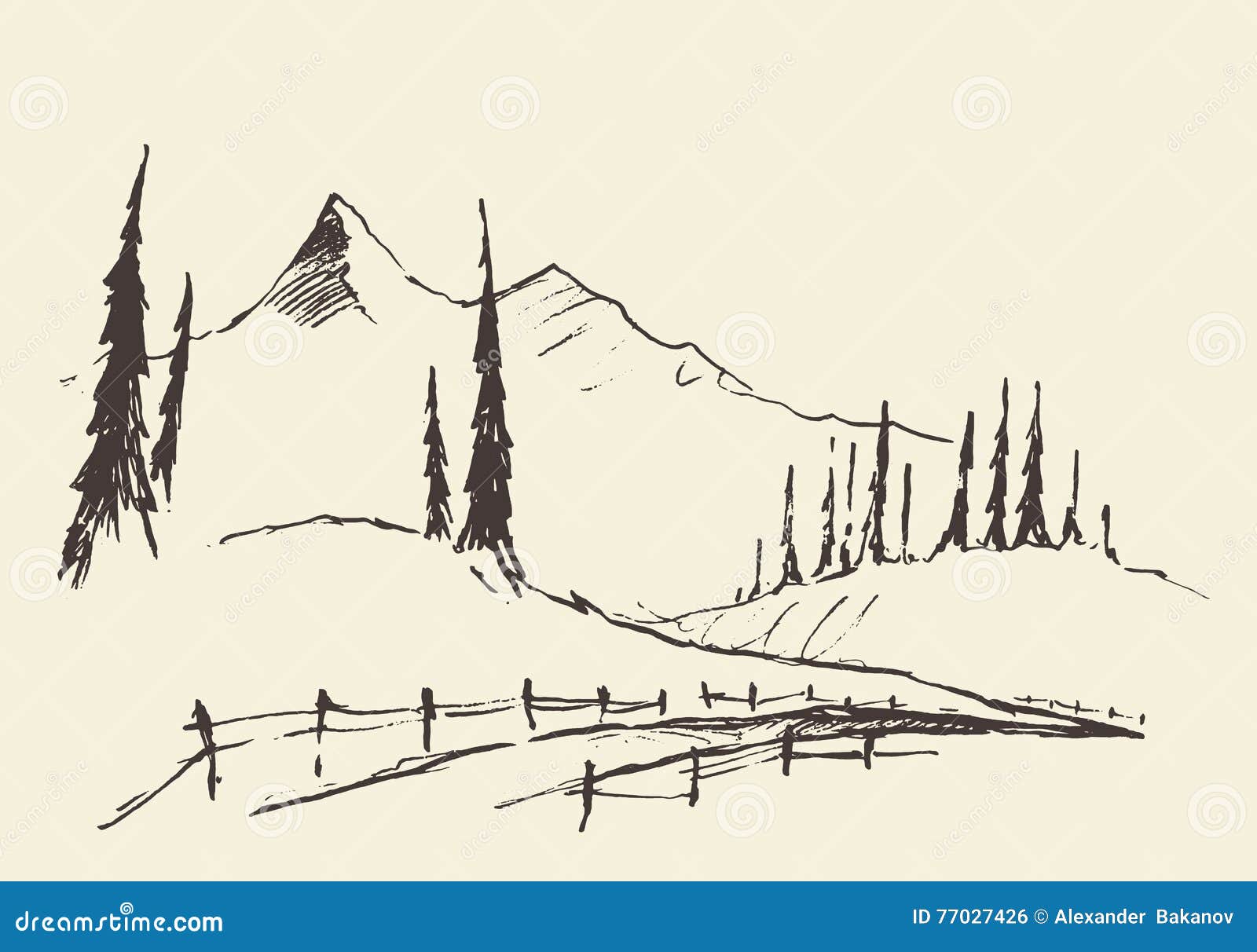 Vector Hill Sketch Mountains Illustration Vintage Stock Vector Royalty  Free 1918625033  Shutterstock
