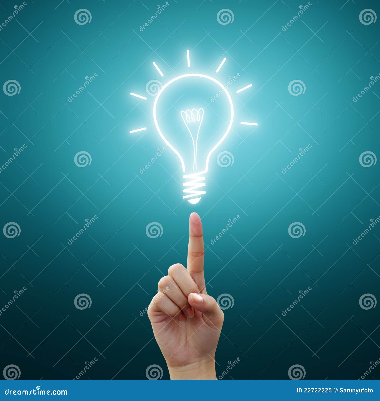 drawning bulb light on women fingertip