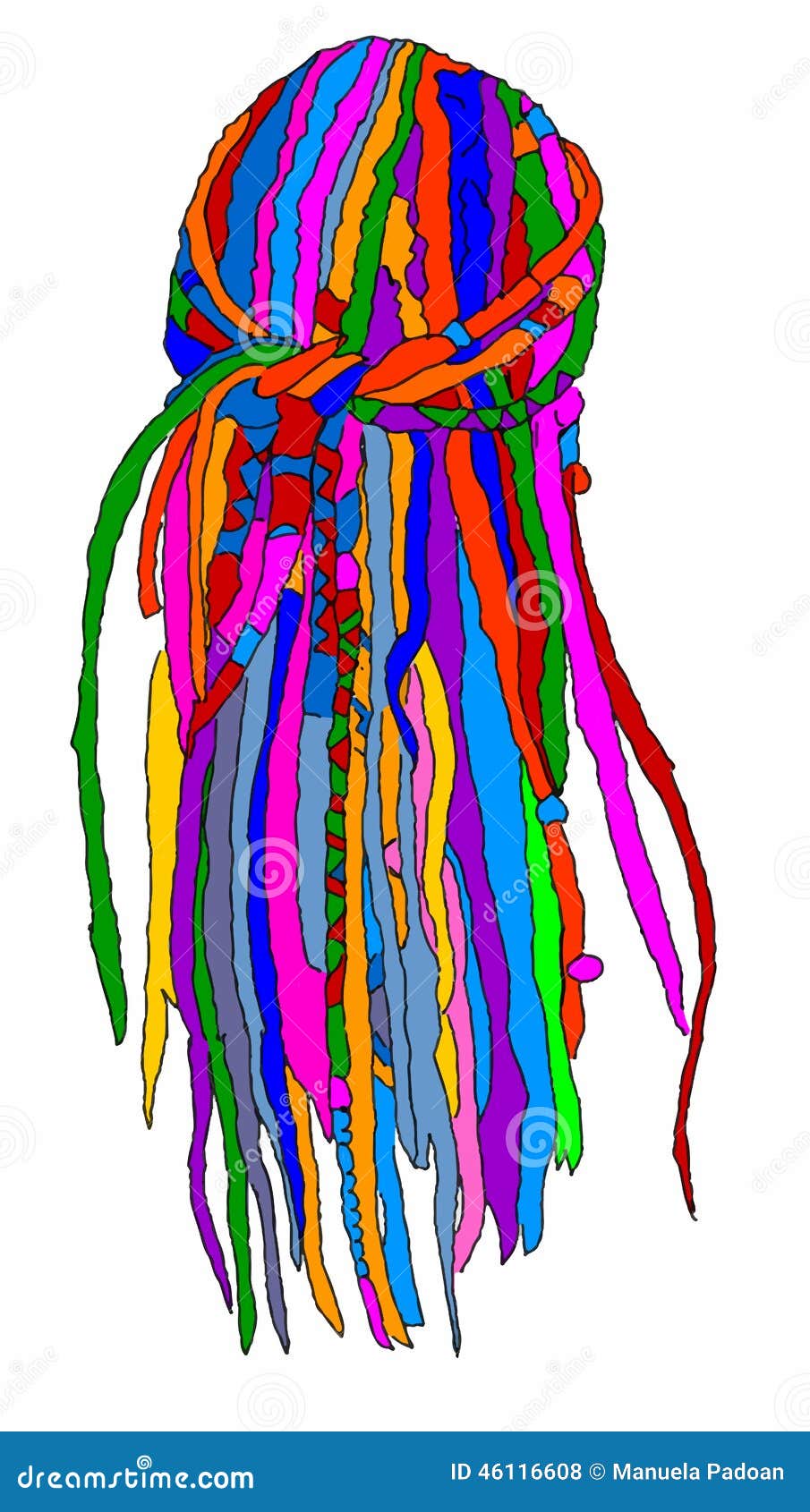 Dreadlocks stock vector. Illustration of drawing, curl - 46116608