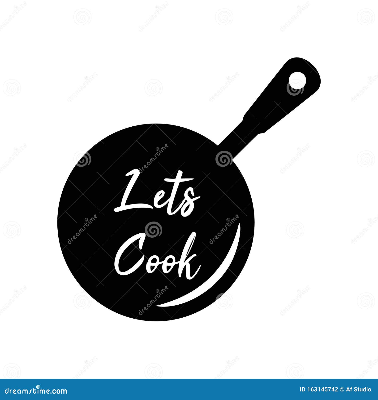 Chef Frying Pan Silhouette Logo Design Vector Stock Vector