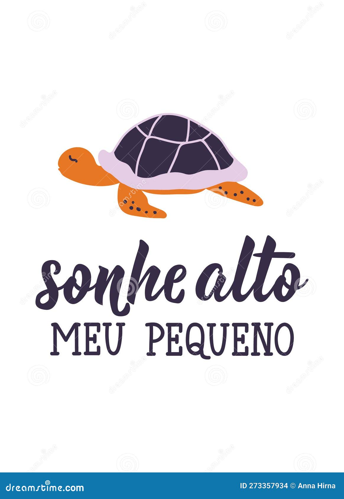 dream big little one in portuguese. ink  with hand-drawn lettering. sonhe alto meu pequeno