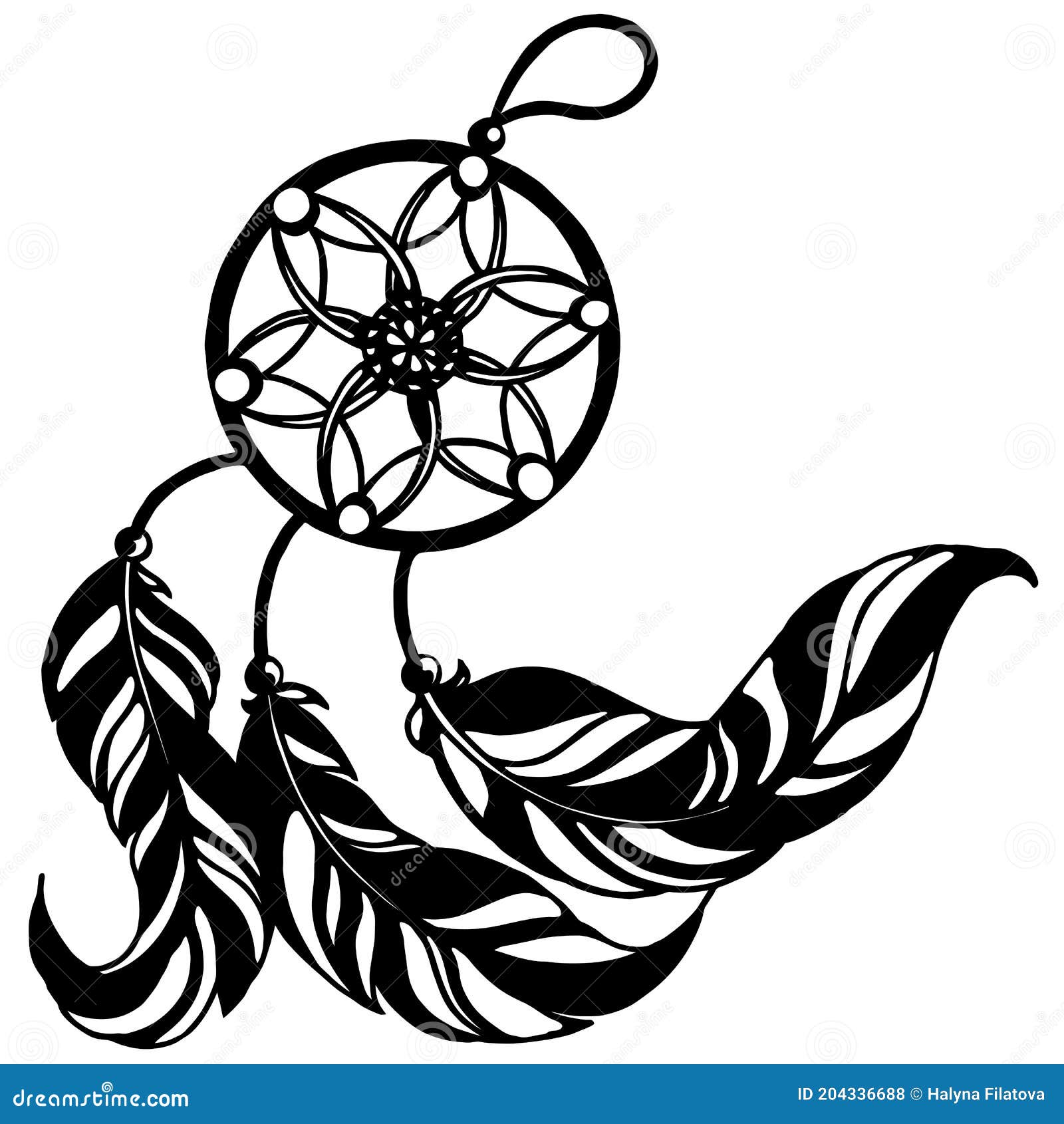pic Outline Dream Catcher Tattoo Stencil dreamstime com