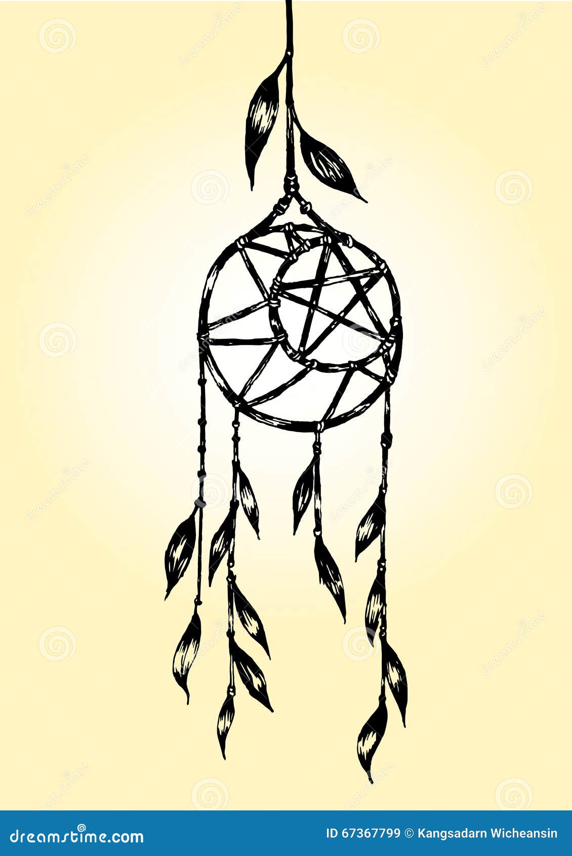 Dream Catcher. Black and White Hand Drawn Vecter Stock Vector