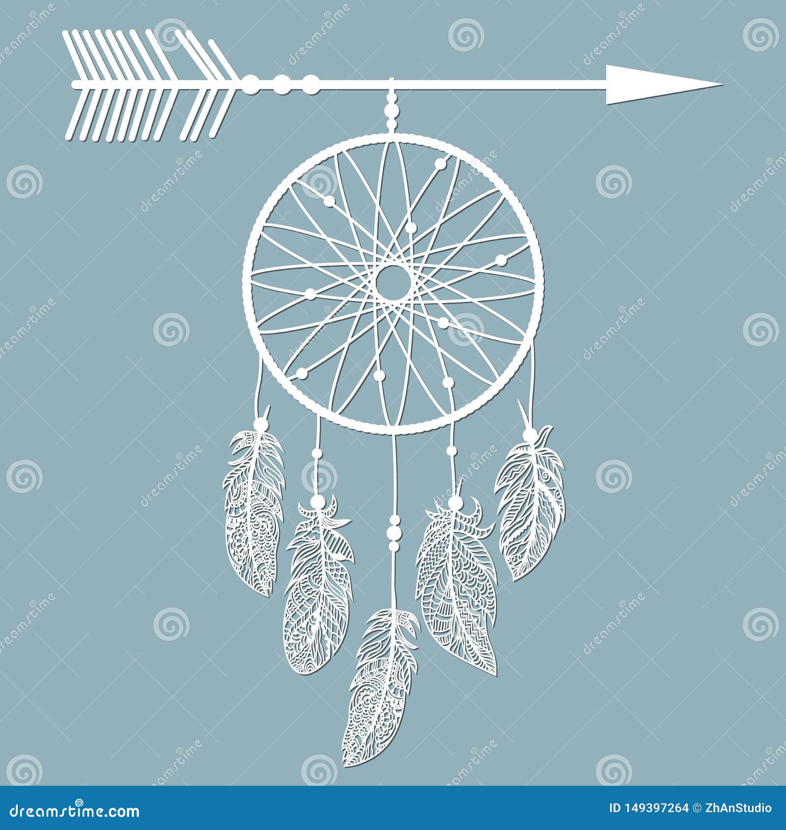 Dream Catcher with Feathers, Laser Cut, Ritual Thing. American Boho ...