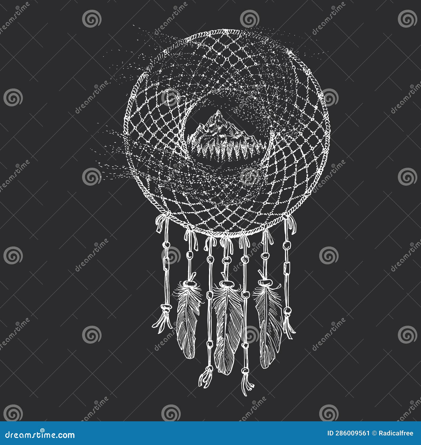 dream catcher, ojibwe vintage drawing in 