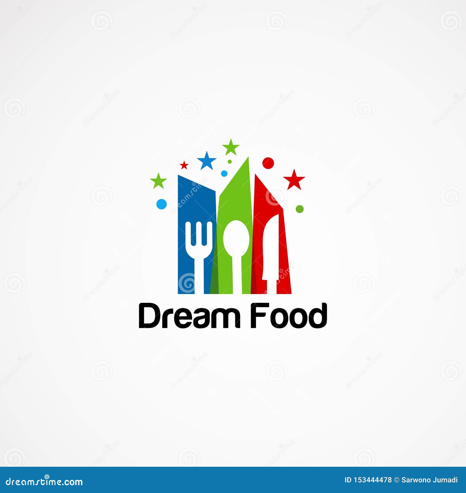 Dream Food Logo Vector, with Little Star Concept, Icon, Element, and