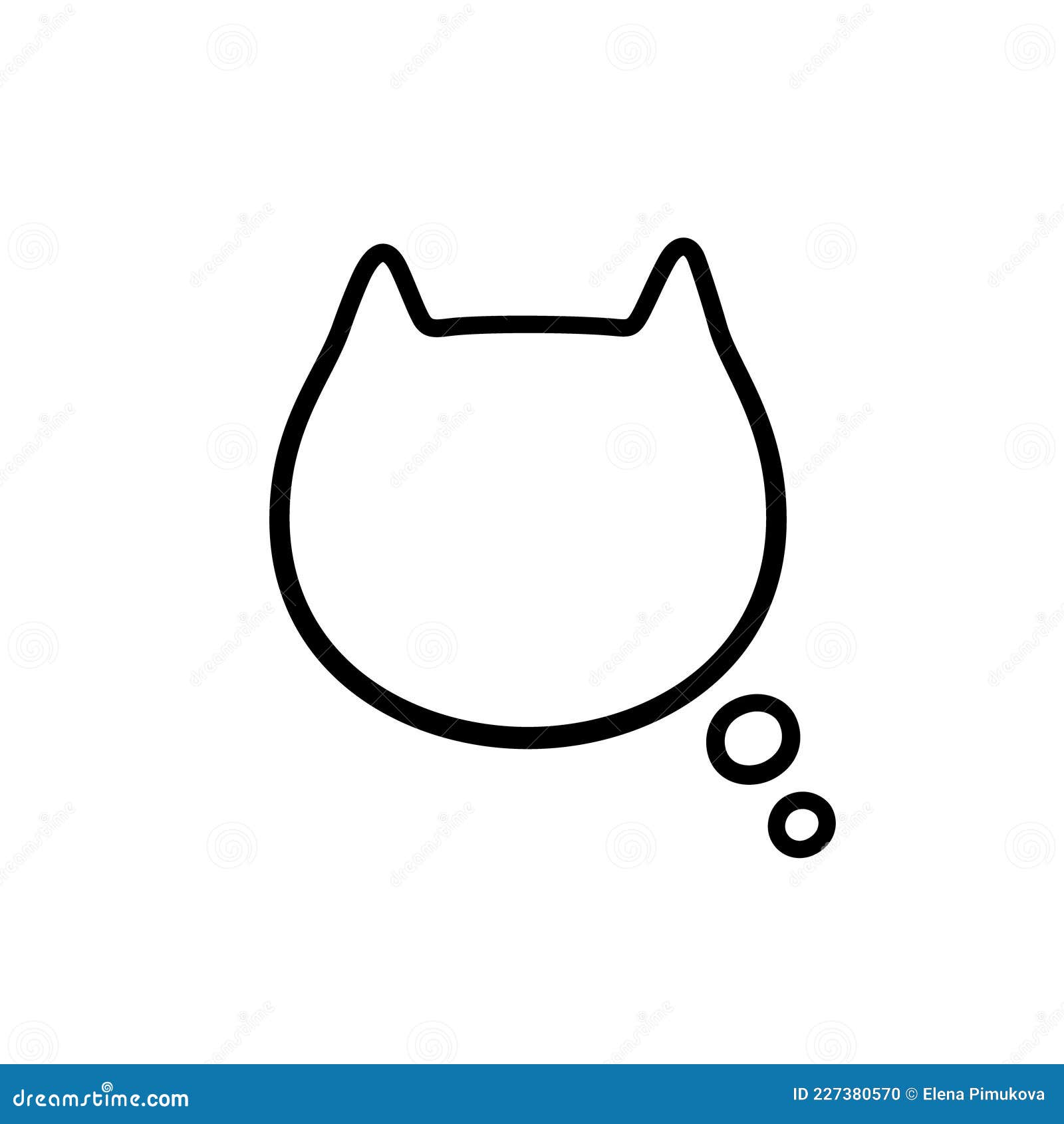 Dream Speech Bubble in the Shape of a Cat. Empty Cute Speech Bubble