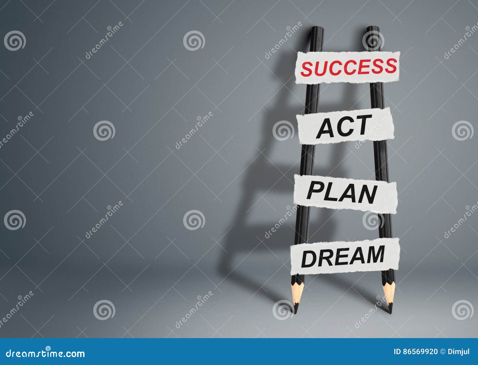 From Dream To Success Concept, Pencil Ladder with Copy Space Stock