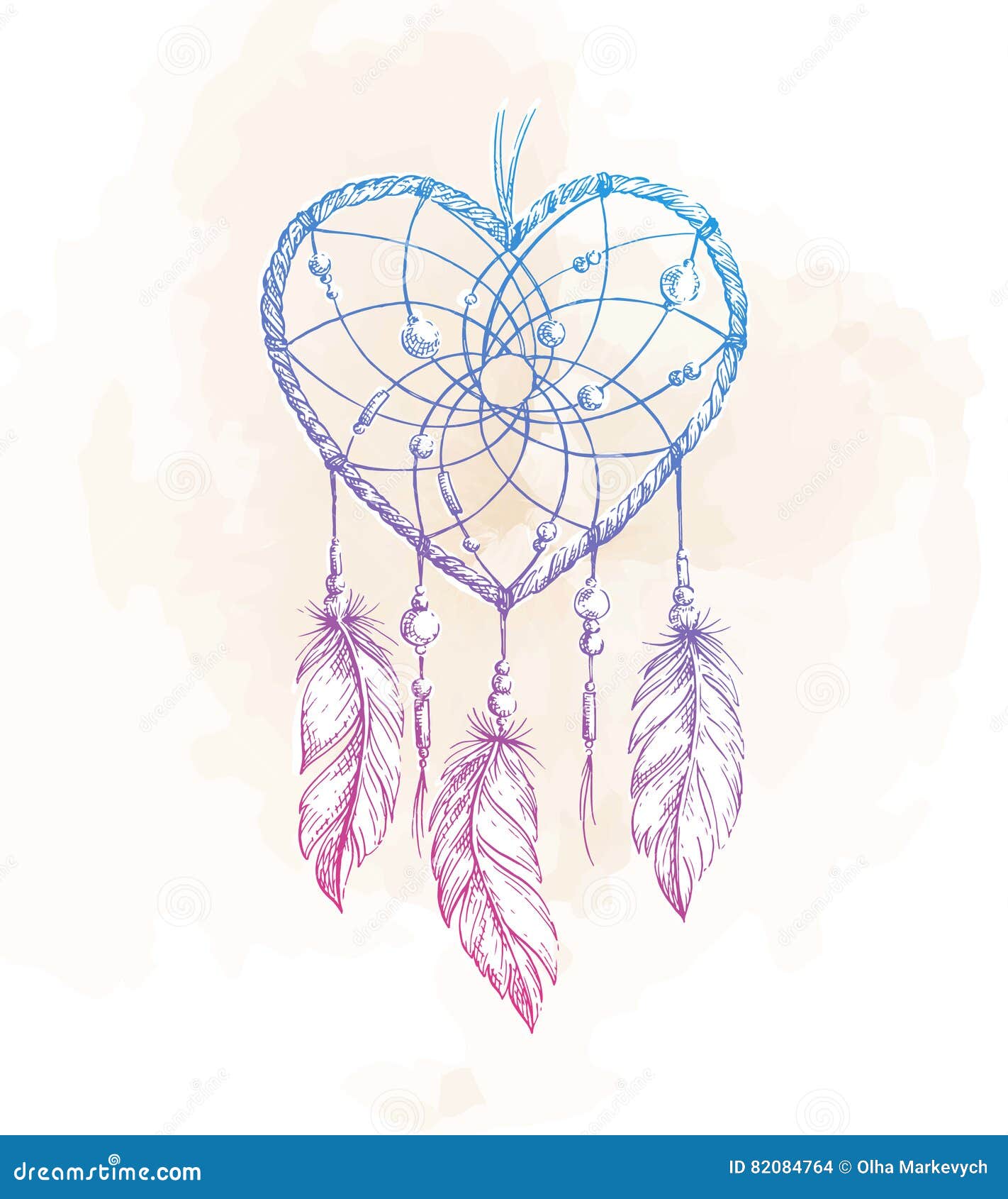 Hand Drawn Heart Shaped Dream Catcher