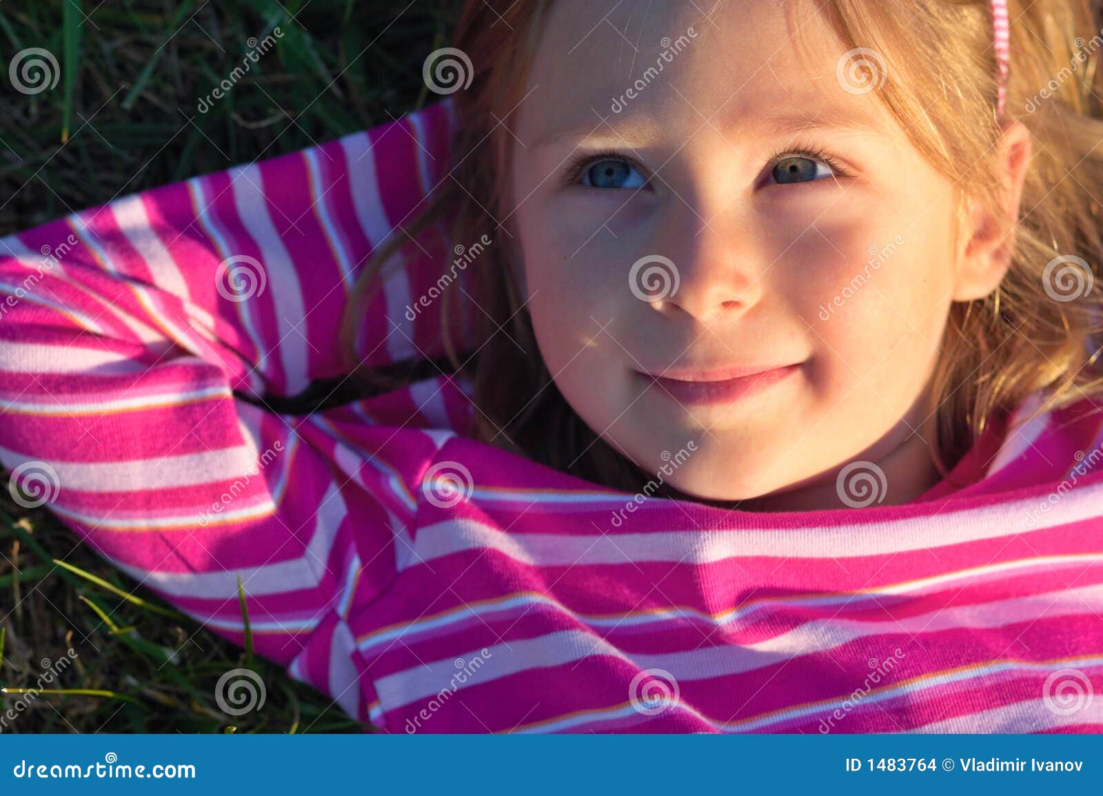 Dreaming little girl stock photo. Image of grass, green - 1483764