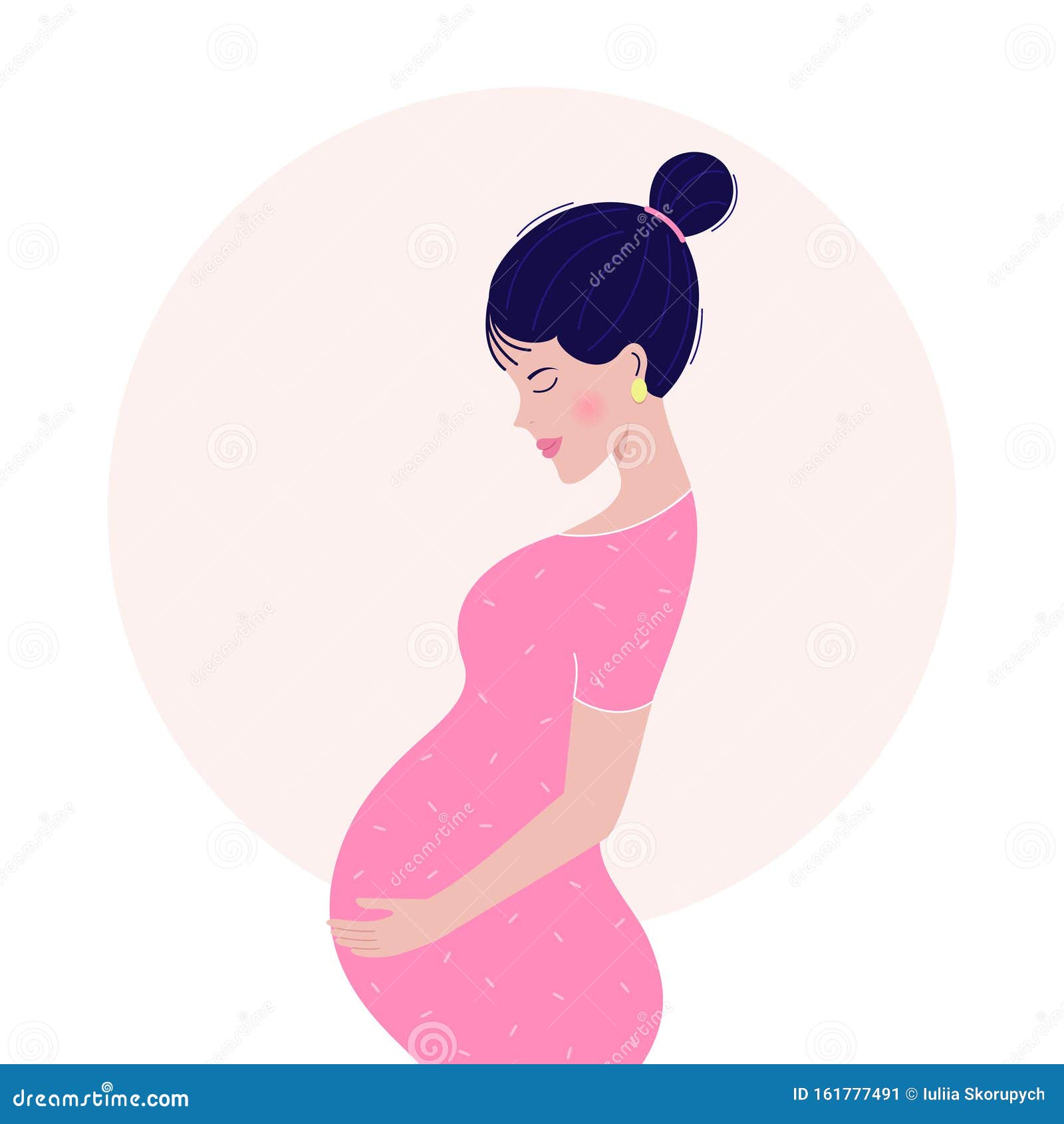 Dreaming pregnant woman stock vector. Illustration of caucasian - 161777491