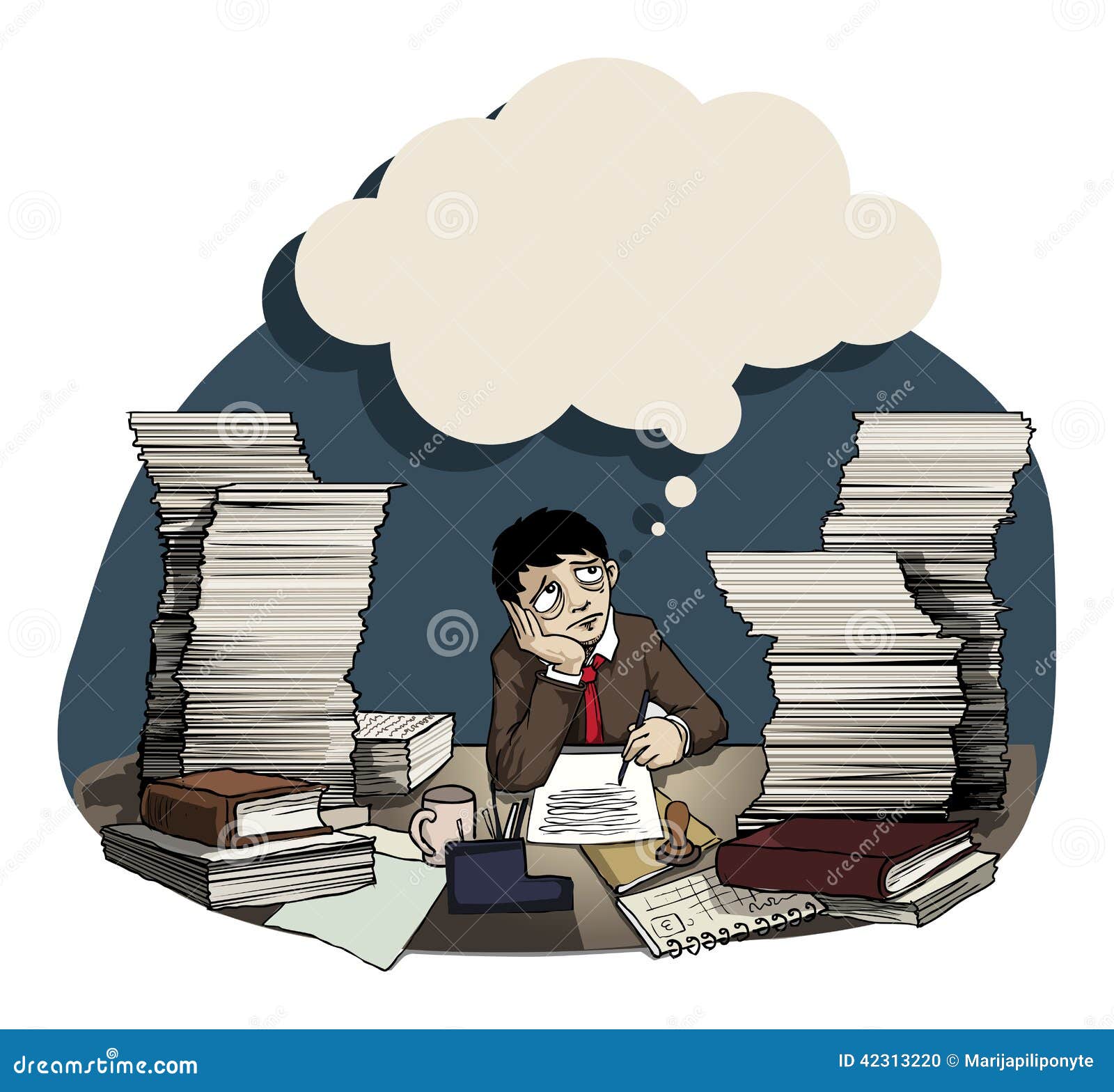 Dreaming at work stock illustration. Illustration of bubble 42313220