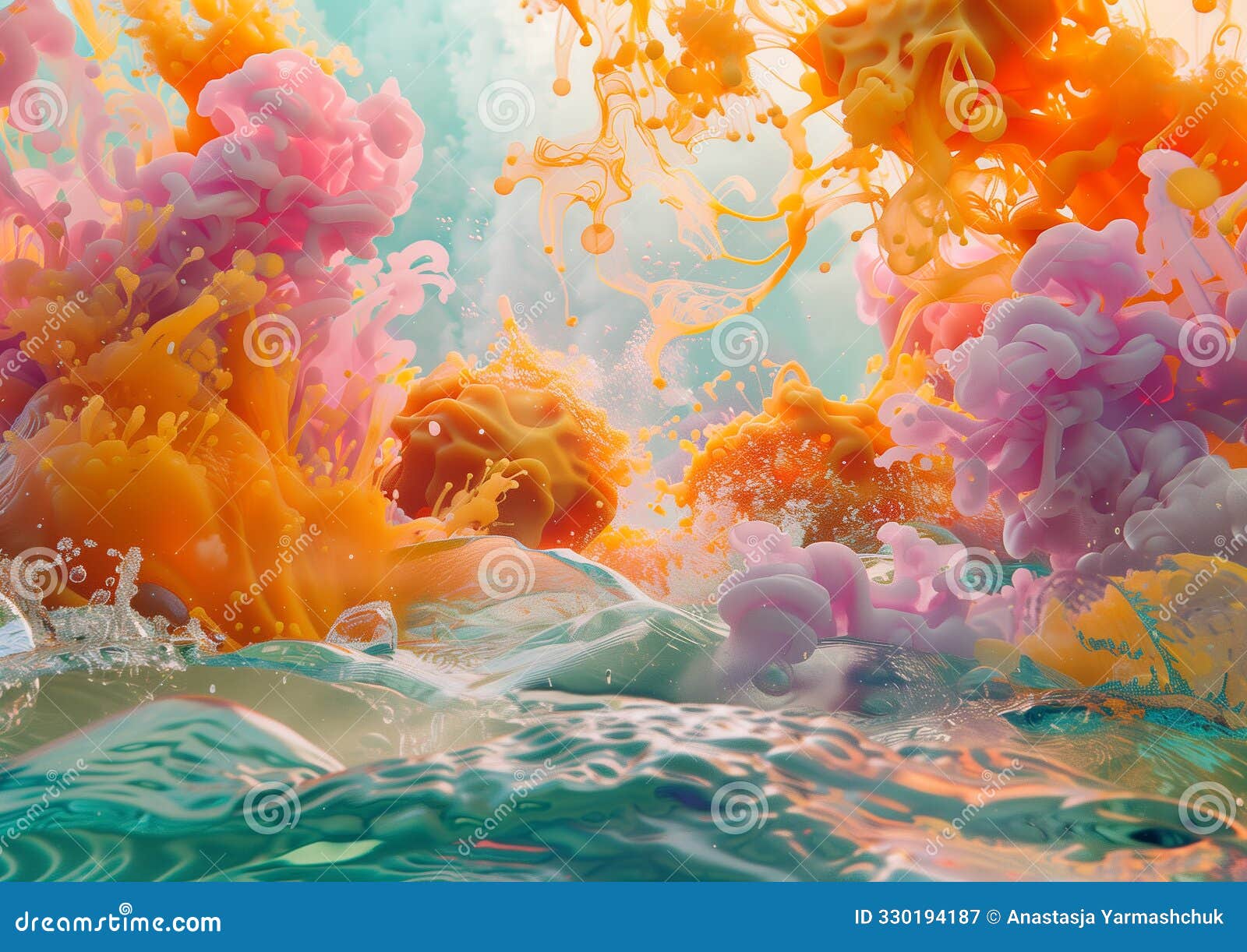a dreamlike scene where everyday objects melt and flow into each other