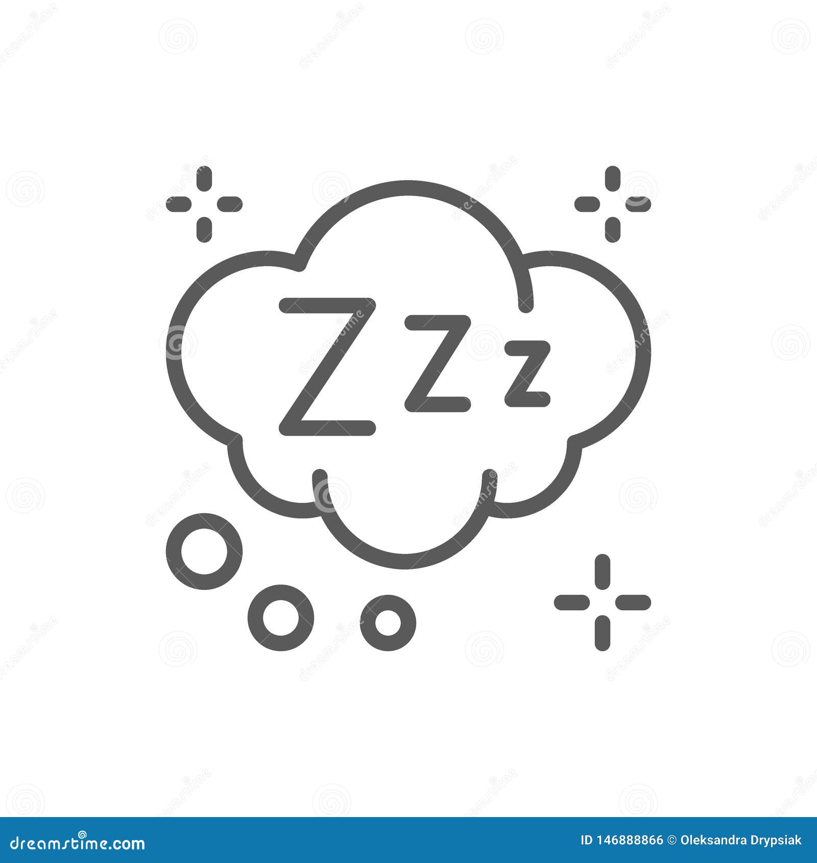 Dreams cloud line icon. stock vector. Illustration of insomnia - 146888866