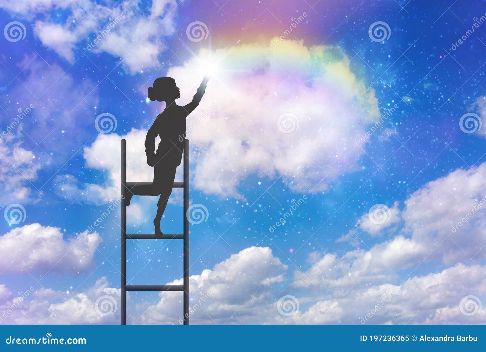 climbing, stairway to heaven, dreams, hope, rainbow