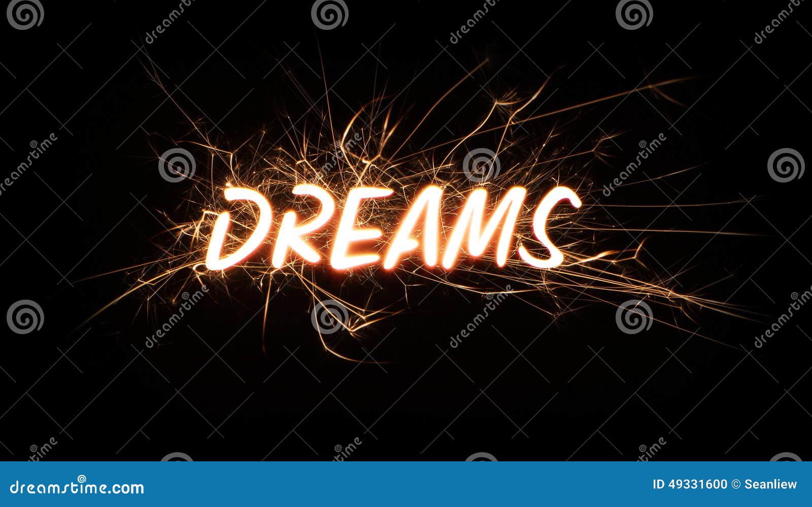 DREAMS Title Word In Glowing Sparkler Stock Photo Image of bright