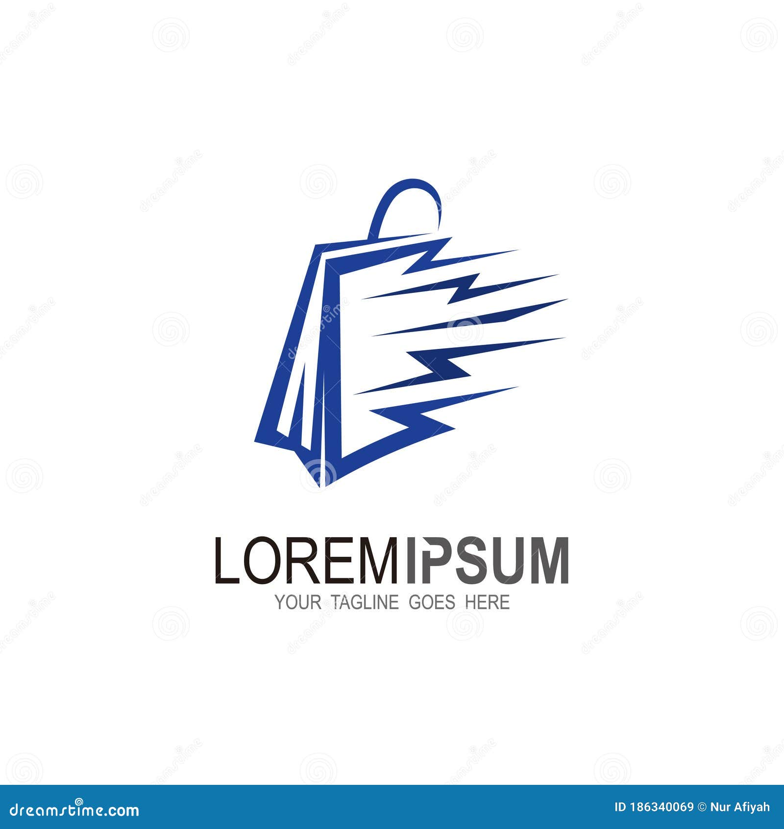 Grocery Bag Logo, Shopping Bags with Fast Logos Stock Vector