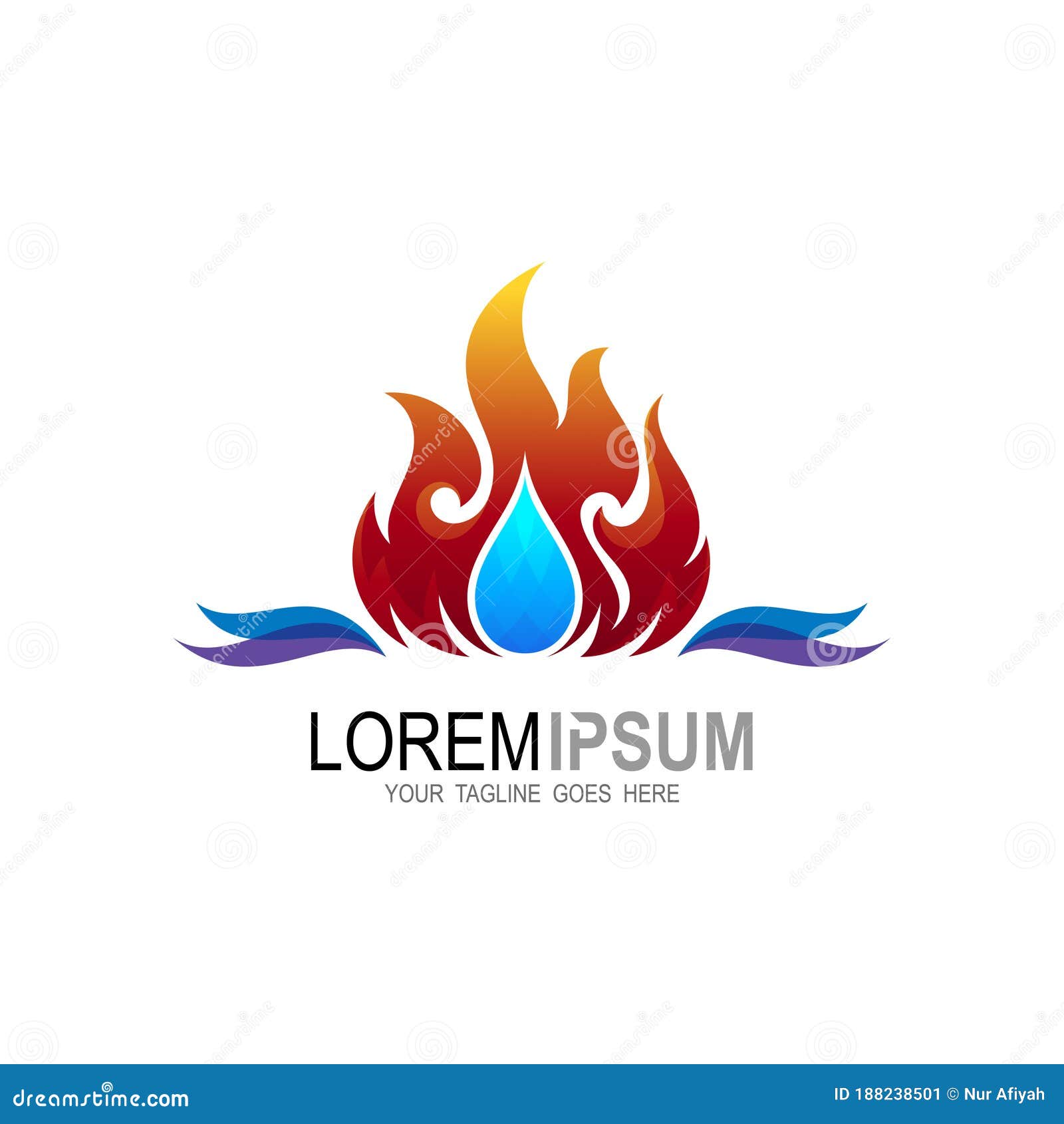 Fire Logo and Water Drop Design Combination, Hot Icons Stock Vector