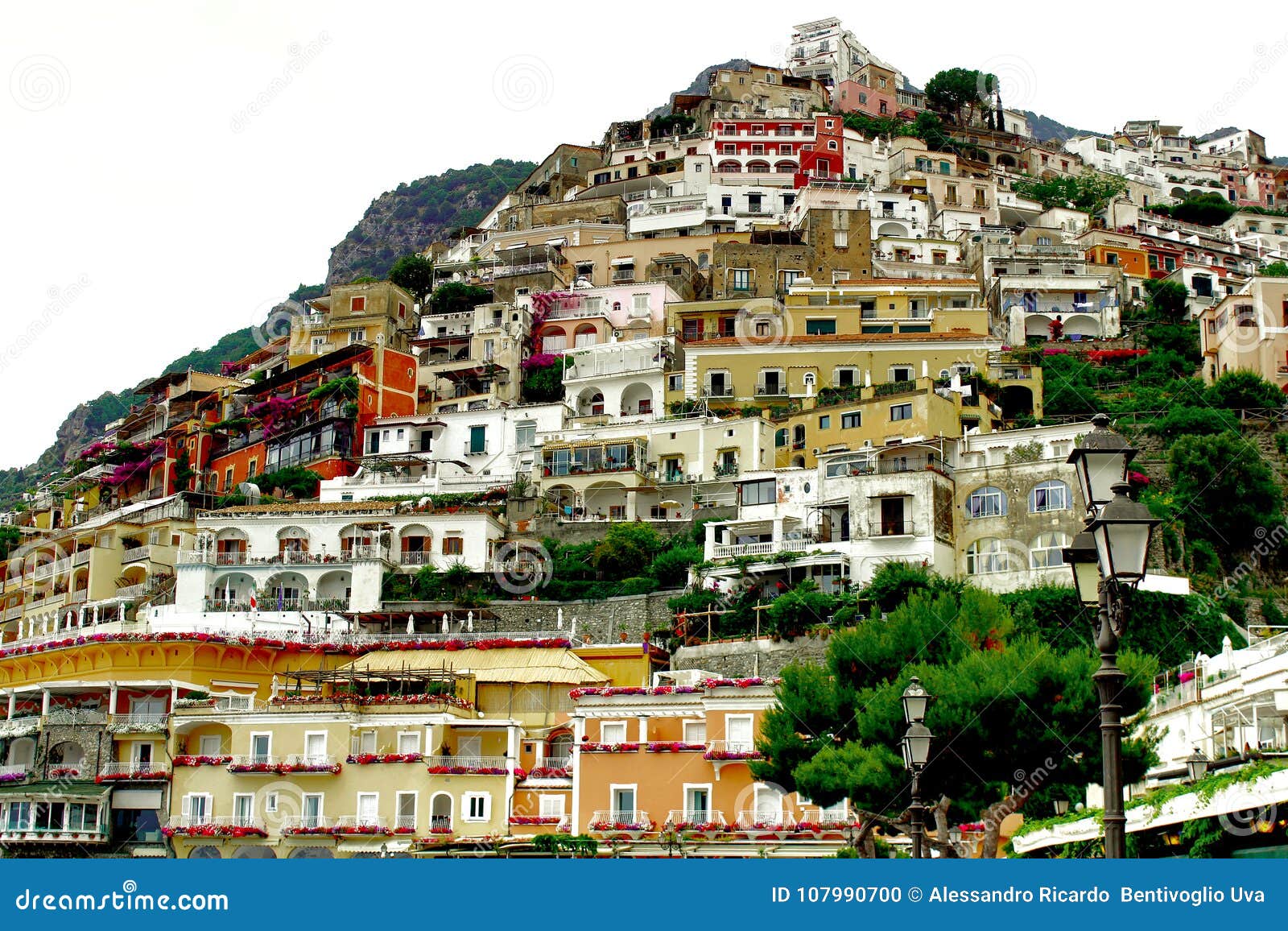Positano Village Colourful Houses View Stock Photo - Image of ...