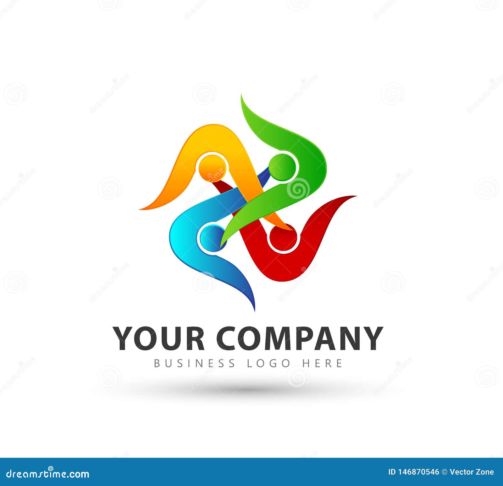 Colorful People Four Group Team New Trendy Icon, Logo. Stock Vector ...