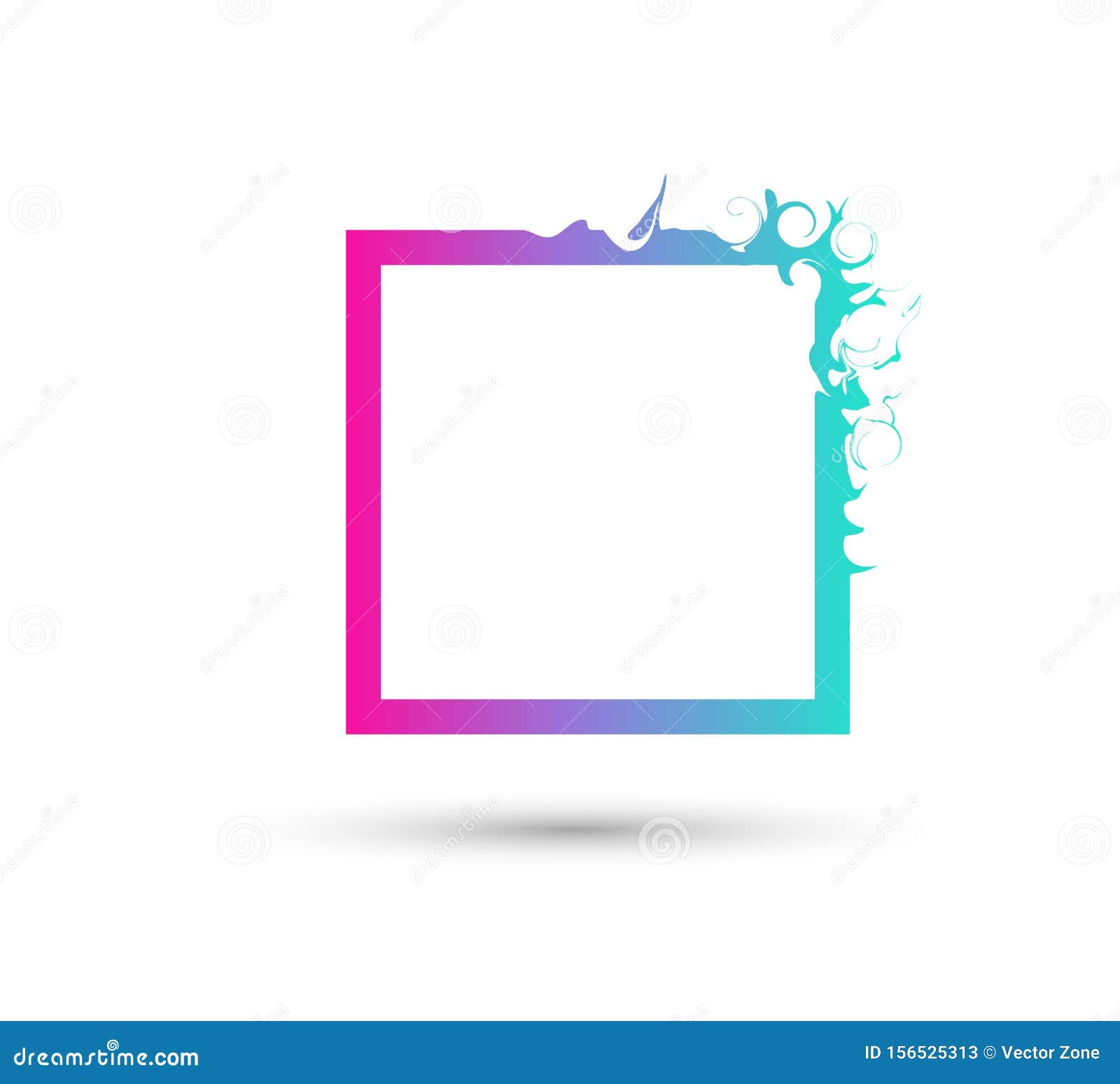 liquid colorful square logo. abstract gradient rectangle  with splash and drops. flux effect  for logo, banner, poster.