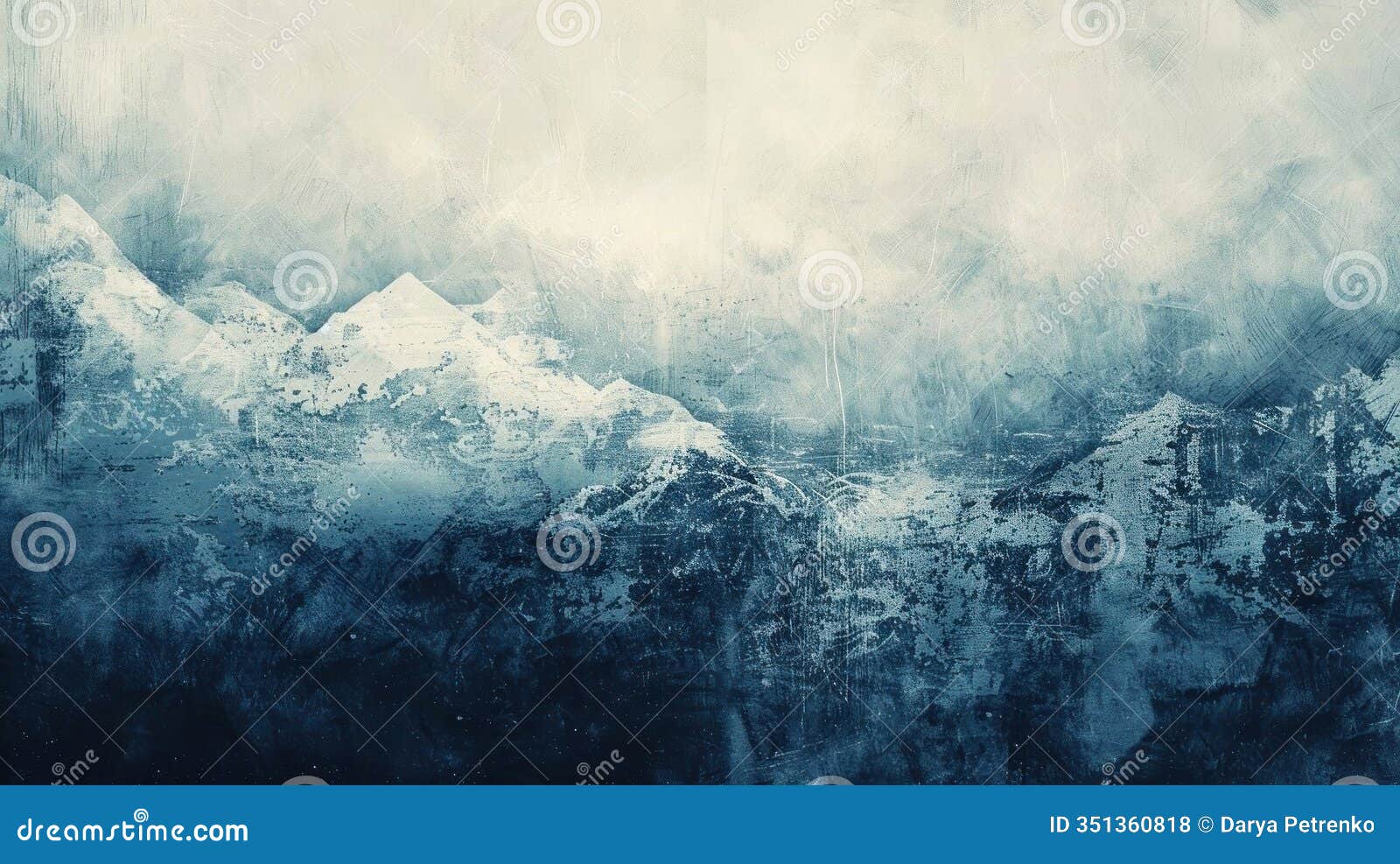 dreamy abstract landscape blending icy blues and whites, evoking serene winter mountainscapes