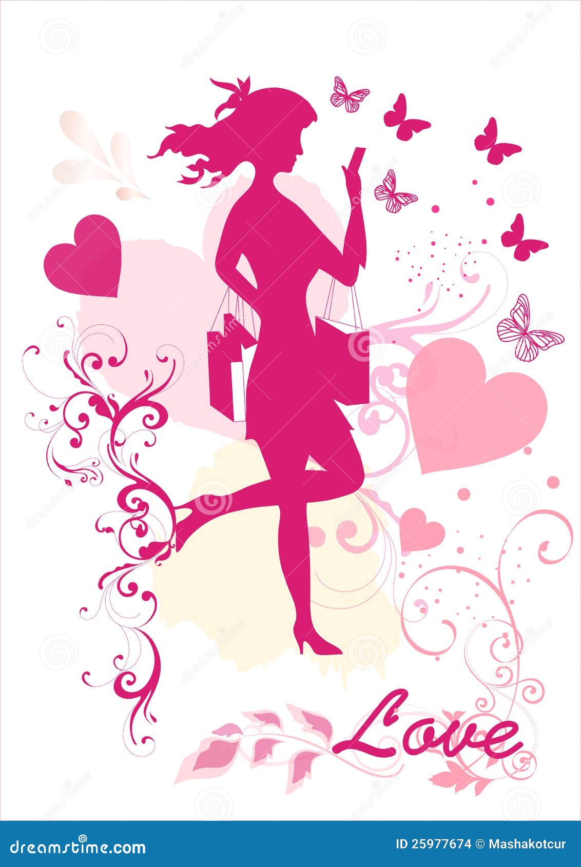 Dreamy Girl Vector Silhouette Stock Vector - Illustration of beauty ...