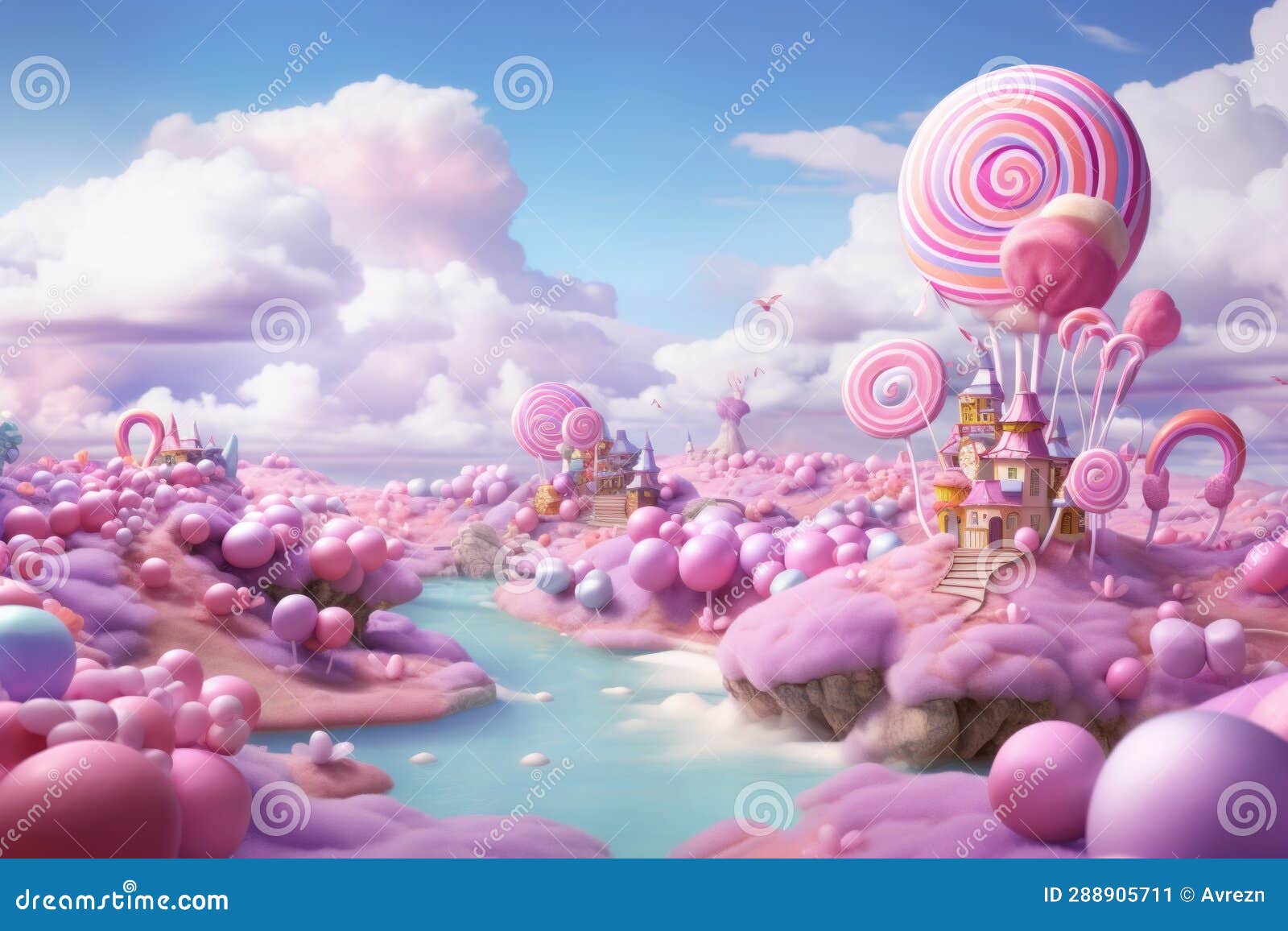 Dreamy Journey through a Vivid Candyland, Generative AI Stock Illustration - Illustration of 