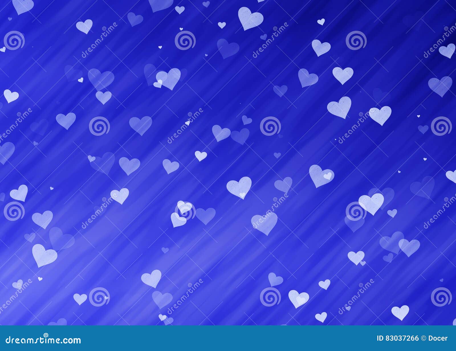 Dreamy Light Hearts on Blue Backgrounds Stock Illustration