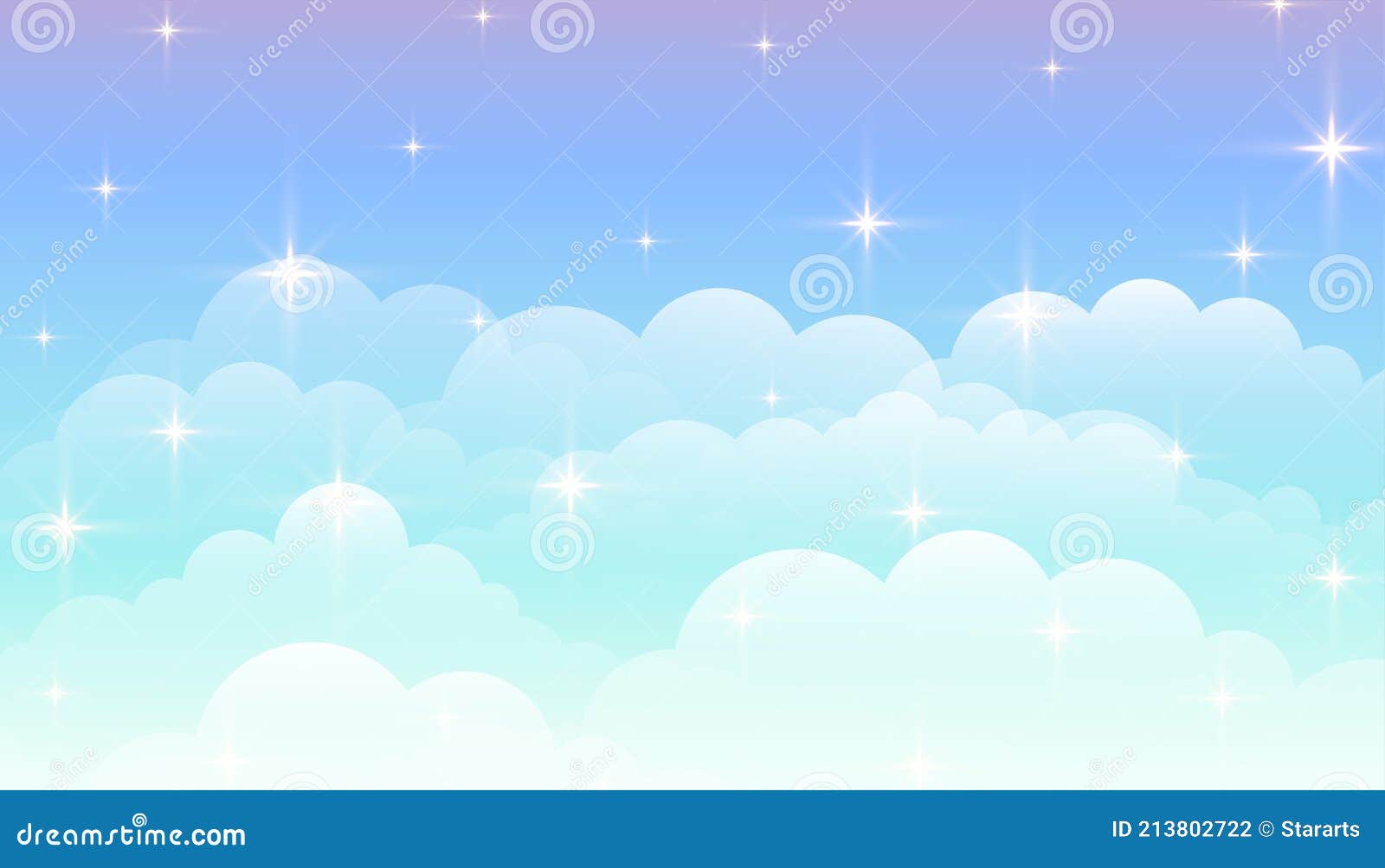 dreamy magical clouds background with stars