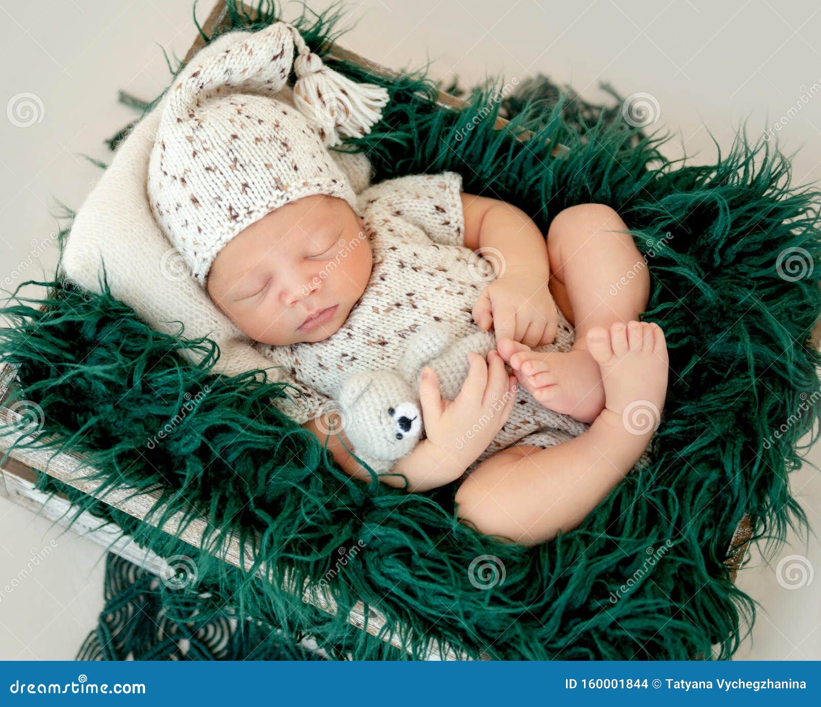 Dreamy Newborn Baby Sleeping on Bed Stock Photo Image of happy