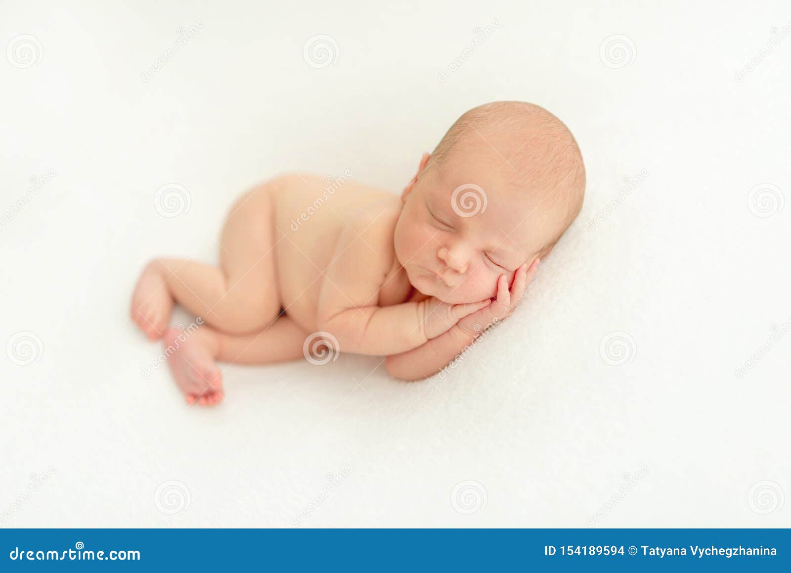 Dreamy Newborn Baby Sleeping on Bed Stock Photo Image of childhood