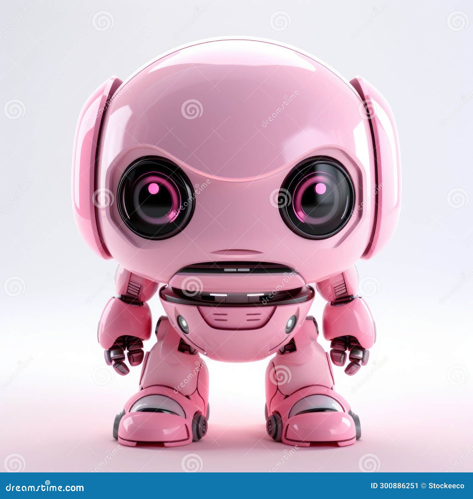 dreamy pink robot with shiny eyes - babycore technological 