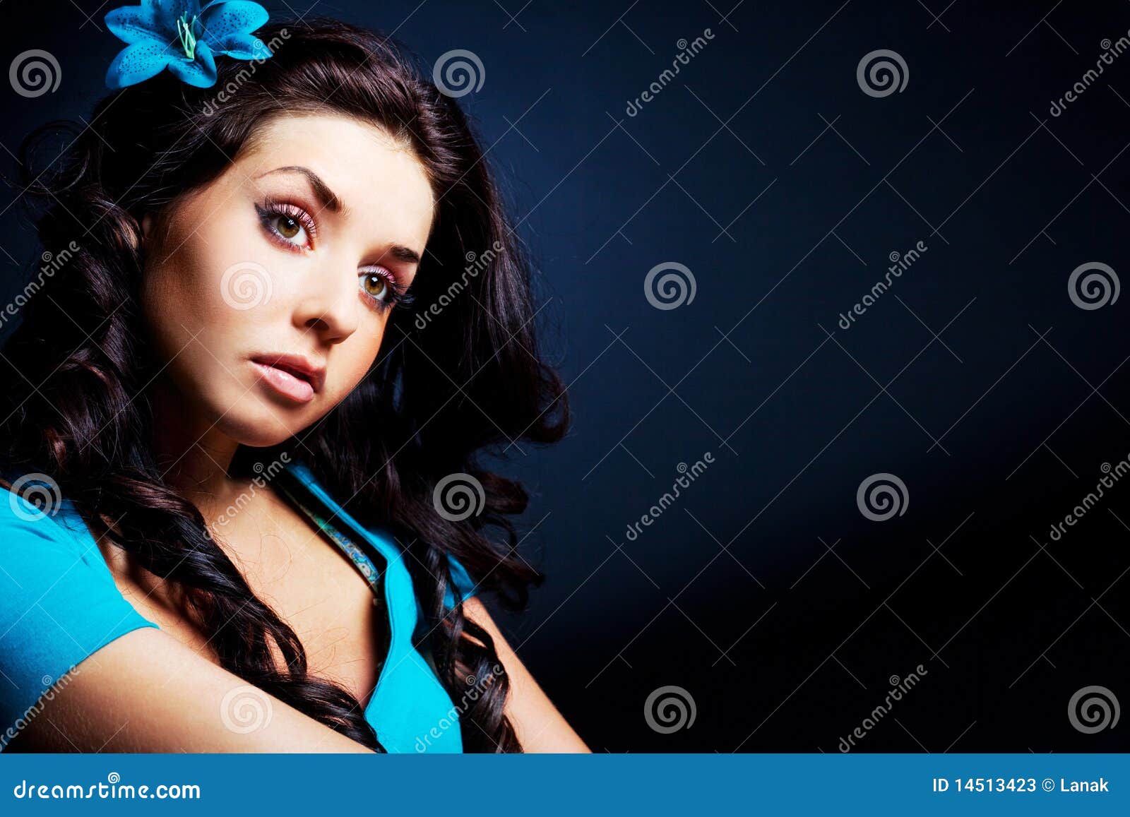 Dreamy woman stock image. Image of emotion, curly, caucasian 14513423