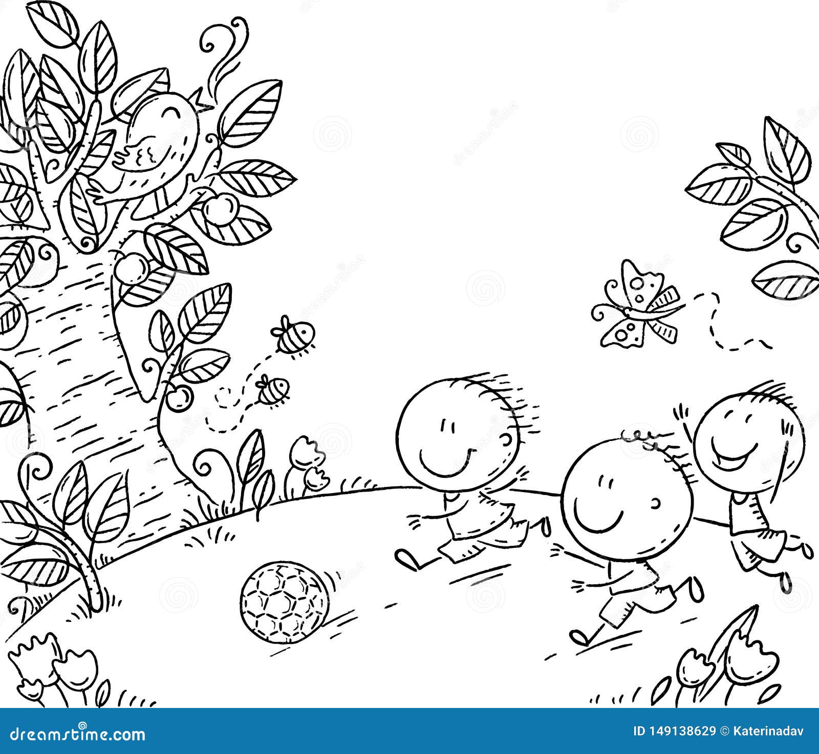 Drei Gluckliche Jungen Die Draussen Fussball Schwarzweiss Vektor Clipart Spielen Vektor Abbildung Illustration Von Spielen Clipart
