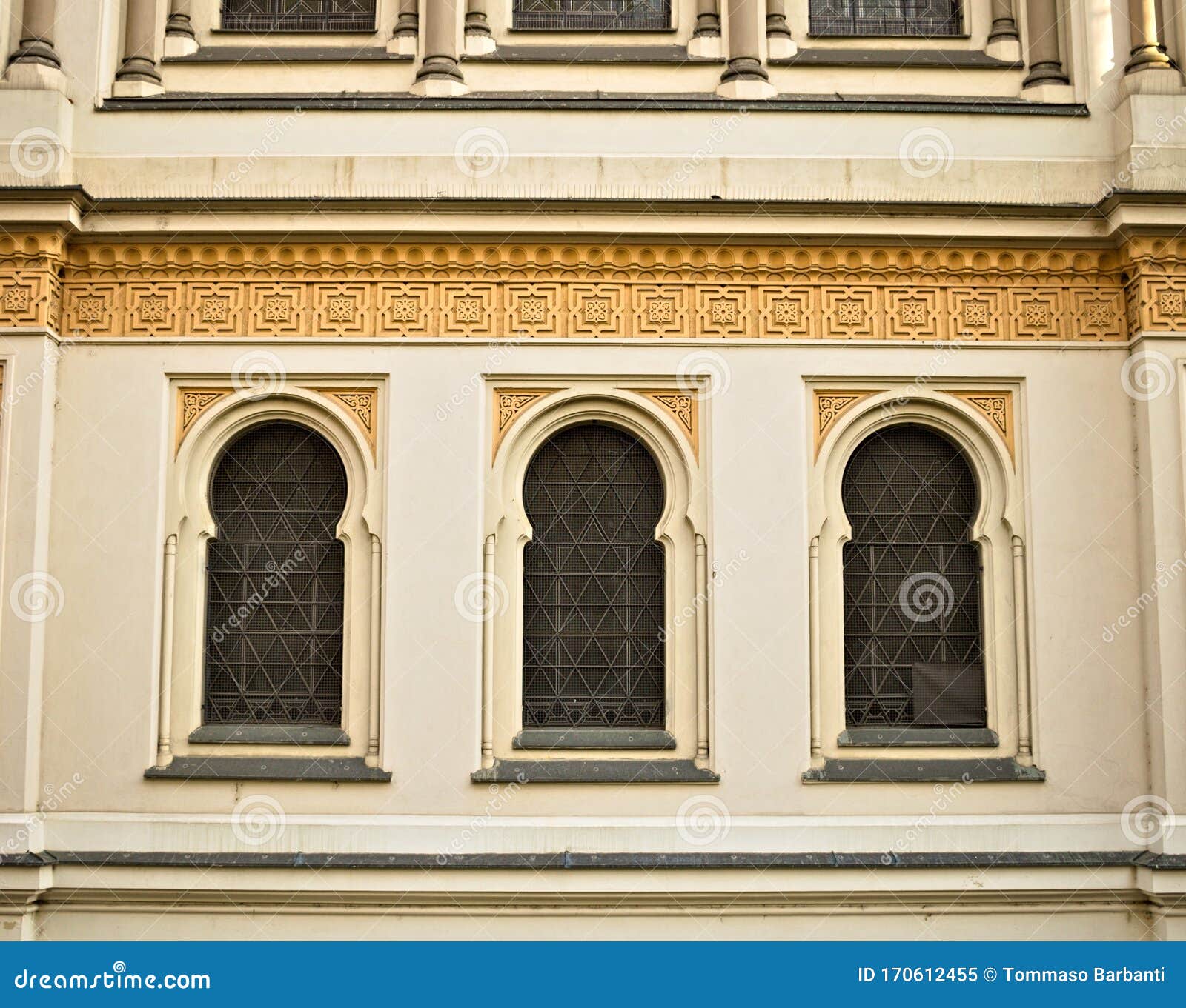 Drei Orientalische Fenster Eine Jüdische Synagoge Mit