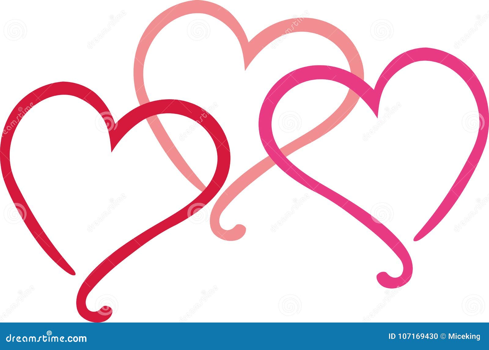 Dreiergruppe Handdrawn Herzen Vektor Abbildung Illustration von liebe