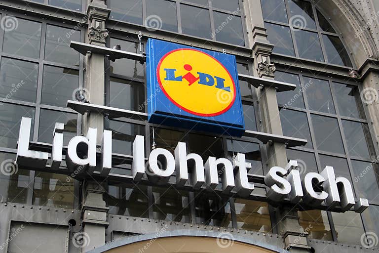 Dresden, Germany July 29, 2023 Sign of Lidl Supermarket at the