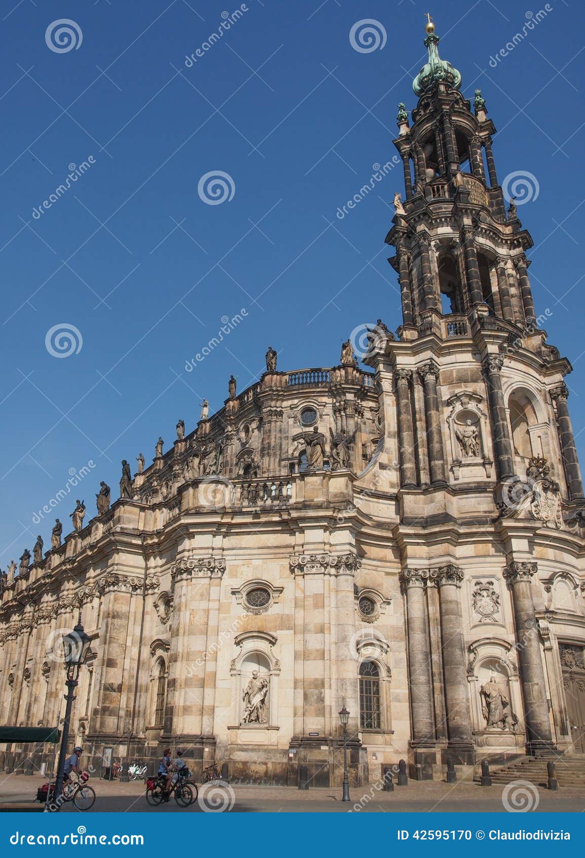 Dresden Hofkirche. DRESDEN, GERMANY - JUNE 11, 2014: Dresden Cathedral of the Holy Trinity aka Hofkirche Kathedrale Sanctissimae Trinitatis