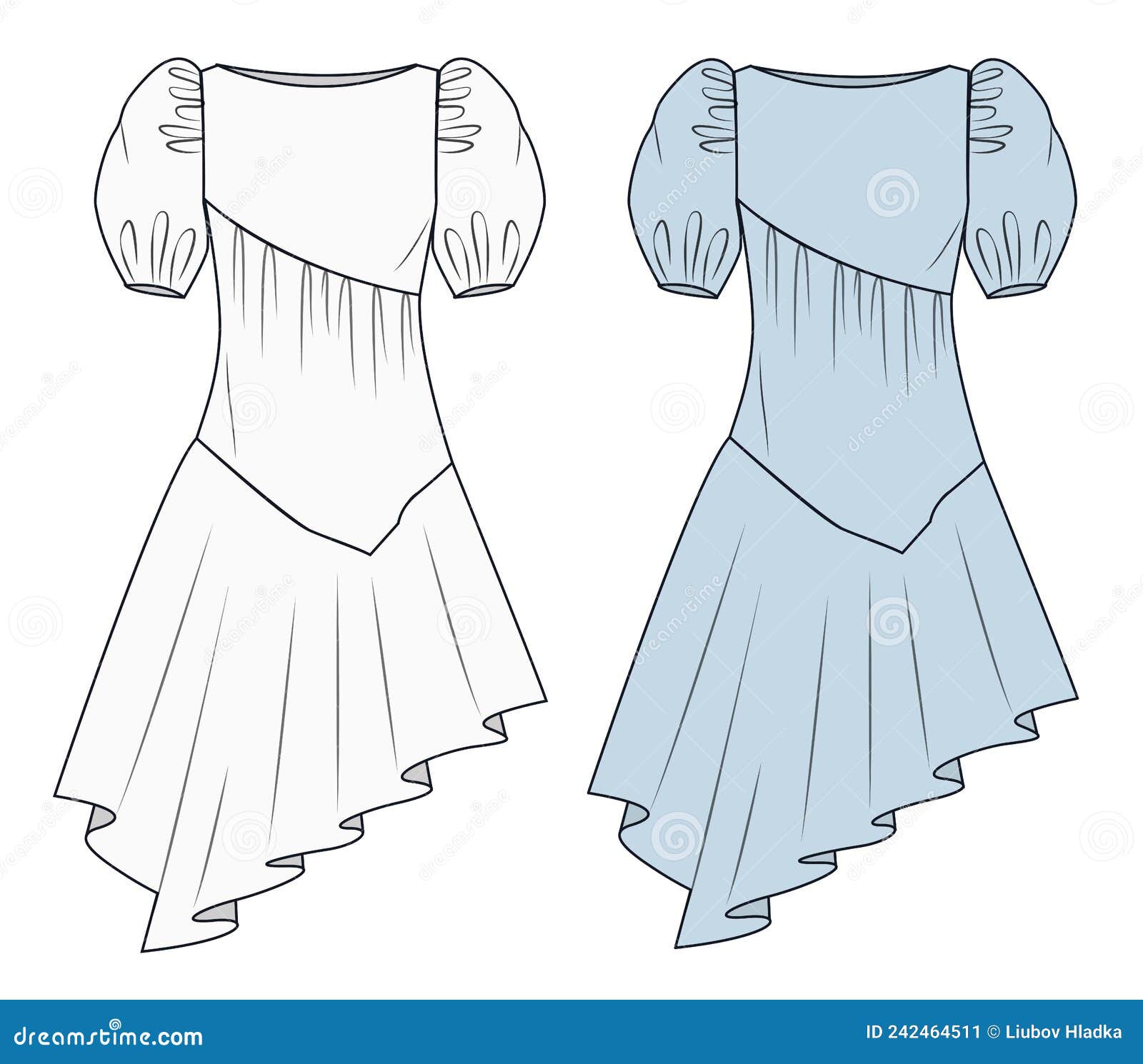 Girls Ruffle Blouse Fashion Flat Sketch for Adobe Illustrator Buy Now –  JPFashionStudio