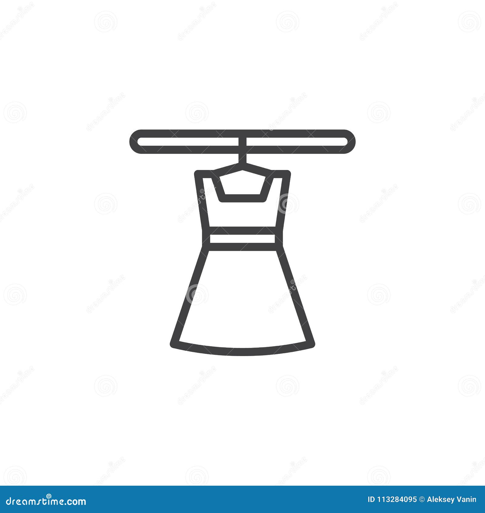 Dress on Hanger Outline Icon Stock Vector - Illustration of single ...